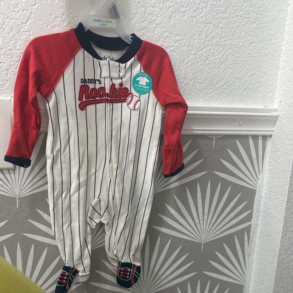 Child of Mine Red and White Striped Footie